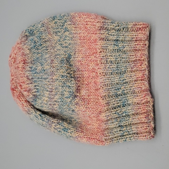 Hand Knit Adult Hat Acrylic Pink Purple Blue - Picture 2 of 4